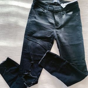 Raw edge black denim